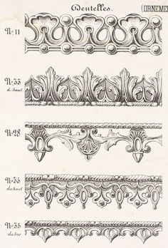 an old book page with different designs on it