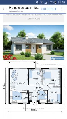 the floor plan for a small house with an attached garage and living room, as well as