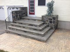 the steps are made out of stone and brick