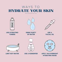 Hydrating your skin goes beyond just using moisturizer!💧It's important to make sure you're drinking plenty of water, using a hydrating facial mask, and not using super hot water that can strip your skin of natural oils. Hydrating your skin ensures you have that fresh, glowing look! Hydrated Skin Tips, Skin Hydration Tips, How To Hydrate Skin, Hydrating Skincare Ideas, Skincare Myths, Hydration Tips, Hydrating Skincare, Diy Pedicure, Celebrity Makeup Looks