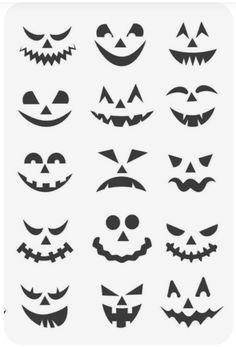 a collection of halloween pumpkin faces