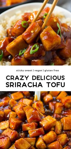 Sriracha Tofu, Sticky Tofu, Resep Vegan, Tofu Recipes Healthy, Tofu Recipes Easy, Vegan And Gluten Free, Tofu Recipes, Vegan Dinner Recipes