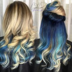 Peekaboo Underlights, Highlights Peekaboo, Blue Hair Highlights, Balayage Hair Blonde, Hair Color Blue