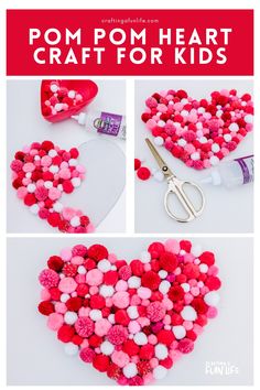 pom - pom heart craft for kids to make