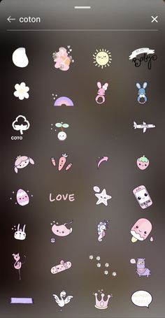 an iphone screen with various stickers on it