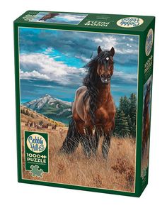 a puzzle box with a horse in the grass