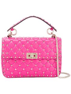 VALENTINO GARAVANI SPIKE MED ROCKSTUD CHAIN QUILTED  BAG FUXIA  MW0B0122NAP-03B #VALENTINOGARAVANI #ShoulderBag Purses For Women, Valentino Bags, Bags Purses, Hand Bags, Designer Bags, Patch Logo