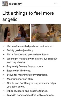 Angel Essence Aesthetic, Angel Tips, How To Be Angelic, How To Be Ethereal, Angelic Beauty, The Coquette Archetype, Angelic Beauty Affirmations, Manifesting Coquette, Daily Routine Planner