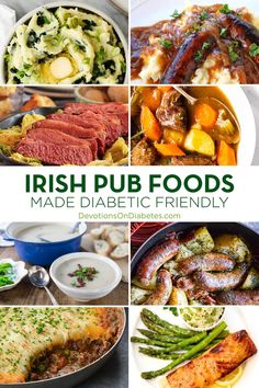 In this collection of 16 traditional Irish recipes, you will find tips and guidance on how to make these Irish meals more diabetes friendly for St. Patrick's Day. These St. Patrick's Day recipes include bangers and mash, beef stew, reuben sandwich, Irish nachos, and even desserts. Yes, you can enjoy these Irish foods with diabetes! Irish Cooking Recipes, Pub Recipes, Irish Meals, Irish Food Recipes, Traditional Irish Recipes, Irish Pub Food, Irish Nachos, St Patrick's Day Recipes, Irish Foods