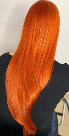 Orange Copper Hair Color, Orange Hair Bright, Long Ginger Hair, Bright Orange Hair, Sunset Hair Color, Orange Hair Dye, Flame Hair, Red Orange Hair, Cheveux Oranges