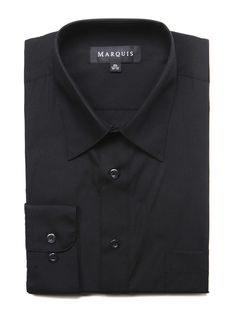 All qualities that a proper men's dress shirt should have—all qualities that are present in this shirt. Made from a 55% cotton and 45% polyester broadcloth and treated with a mercerized finish, this shirt will look and wear exceptionally well. Its wide range of essential colors makes it an easy addition to any outfit.Altogether high in quality, value, and style, it's a great way to look and feel smartly dressed. * Material : 55% Cotton Broadcloth/ 45% Polyester * Regular Fit, Long Sleeve, Point French Cuff Dress Shirts, Banded Collar Shirts, Slim Fit Dress Shirts, Fitted Dress Shirts, Slim Fit Dresses, Basic Dress, Fit Dress, Black Shirt Dress, Men's Wardrobe