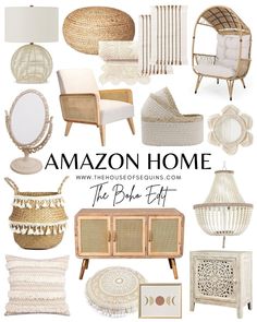 an assortment of wicker furniture with the words amazon home above it