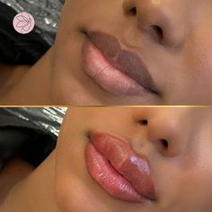 Lip Blushing On Dark Skin, Lip Blushing Black Women, Lip Blushing Tattoo Before And After, Lip Line Filler, Lip Neutralization, Lipstick Ombre, Beauty Loft, Ombre Lipstick