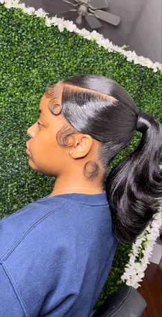 Short Sleek Ponytail, Slik Ponytail Styles With Braids, Slik Press For Black Women, Slik Press Hairstyles For Black Women Short Hair, Slick Back Barbie Ponytail, 3 Part Ponytail, Invisible Ponytail