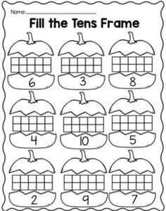 a printable worksheet to help students learn how to fill the tens frame