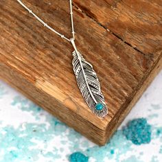 Long chain Necklace with Feather Turquoise pendant and western style engraving. Made of sterling silver. Metal: Solid sterling silver Pendant size: 50x12mm Necklace length: 50-55cm Gemstone: Turquoise Gemstone color: Turquoise ✈ Free Shipping (USPS) 🎁 Free Gift Box ↻ 60 Days Return ⌛ 24 Handling Time ** GET 15% OFF COUPON ** Visit 👉 boho-magic.com/join Join and get coupons, exclusive offers, updates, and more surprises! ** ALSO IN OUR SHOP ** Shop▸ https://etsy.me/2rT0tbC Most Loved▸ https://e Silver Necklace For Women, Star And Moon Necklace, Wanderlust Jewelry, Boho Feathers, Layered Necklace Set, Long Chain Necklace, Color Turquoise, Turquoise Pendant, Necklace Sterling Silver