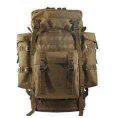 80L Hiking Backpack with Molle System - Woosir Khaki Backpack With Pockets For Outdoor Activities, Durable Khaki Backpack For Hiking, Khaki Nylon Backpack For Hiking, Practical Outdoor Backpack With Multiple Pockets, Hiking Packs, Hiking Pack, Molle System, Tactical Backpack, Tactical Bag