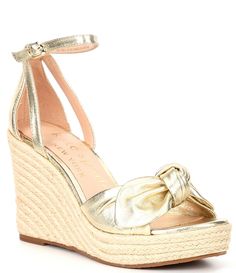 Shop for kate spade new york Tianna Metallic Leather Bow Platform Wedge Espadrille Sandals at Dillard's. Visit Dillard's to find clothing, accessories, shoes, cosmetics & more. The Style of Your Life. Luxury Spring Wedge Sandals With Buckle Closure, Gold Ankle Strap Wedge Sandals With Buckle Closure, Gold Wedge Sandals With Buckle Closure, Chic Gold Wedge Sandals With Buckle Closure, Chanel Wedges, Combat Boots Style, Fashion Shoes Sandals, Espadrilles Style, Cute Wedges