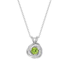 "Crafted with a genuine peridot center stone and lab-created white sapphire accents, this birthstone love knot pendant is the perfect way to personalize your look. Crafted with a genuine peridot center stone and lab-created white sapphire accents, this birthstone love knot pendant is the perfect way to personalize your look. Pendant size: 5/8""L x 7/16""W Chain length: 18 in. Chain type: box Metal: sterling silver Finish: polished Packaging: boxedSTONE DETAILS Stone type: peridot, lab-created wh Anniversary Peridot Birthstone Necklace, Anniversary Lime Green Birthstone Jewelry, Green May Birthstone Necklace For Anniversary, Lime Green Birthstone Jewelry For Anniversary, Green Birthstone Necklace With Round Pendant For Anniversary, Green Gemstone Birthstone Necklace For Anniversary, Green Round Pendant Birthstone Necklace For Anniversary, May Birthstone Necklace In Cubic Zirconia, Peridot Birthstone