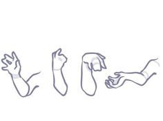 four different types of hand gestures drawn in blue ink