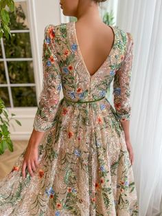 Whispering Forest Gown | Teuta Matoshi Teuta Matoshi Wedding Dress Long Sleeve, Green Floral Embroidered Dress For Gala, Green Floral Embroidery Dress For Gala, Elegant Green Evening Dress With Floral Embroidery, Lace Floral Print Wedding Gown, Wedding Lace Gown With Floral Print, Lace Embroidered Floral Dress For Wedding, Lace Embroidered Dress With Floral Print For Wedding, Lace Dresses With Floral Print For Gala