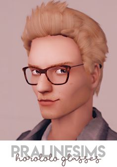 an image of a man with glasses on his face and the words pralinesims above it