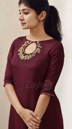 Churidhar Designs Neck, Neck And Sleeves Designs For Kurtis, Kurthi Necks, Kurtha Designs Latest, Party Wear Kurti, Salwar Neck Designs, Indian Kurti Designs, Kurti Sleeves Design