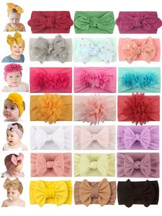 21pcs Cute Nylon Bow Headbands Set For Babies 0-3 Years Old Multicolor    Polyamide Geometric,Plants,Textured Pattern Hair Bands   Baby Supplies, size features are:Bust: ,Length: ,Sleeve Length: Headband Sizes For Babies, Baby Nylon Headbands, Plant Texture, Pattern Hair, Bow Headbands, Baby Hair Accessories, Baby Supplies, Hair Bands, Baby Hair