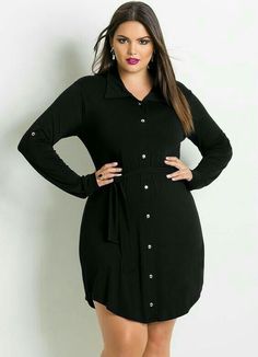 Black Plus Size Dress, Rose Tyler, Yoga Facial, Dress Sweater, Moda Plus, Black Shirt Dress