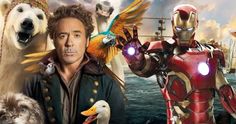 an image of iron man and two dogs in front of the ocean with other animals