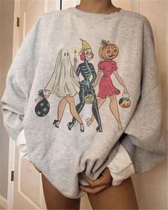 Skeleton Sleeve, October Wardrobe, Face Skeleton, Halloween Collar, Star Sweatshirt, Etsy Clothes, Gray Fashion, Spring Fashion Casual, Pumpkin Face