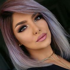 HAIRSPIRATION| This #haircolor on @sheidafashionista is EVERYTHING That silvery purple color is GORG #voiceofhair ========================= Go to VoiceOfHair.com ========================= Find hairstyles and hair tips! ========================= Silver Blonde And Purple Hair, Smokey Pink Hair Color, Silver Purple Hair Balayage, Smokey Purple Hair, Silver Lavender Hair, Silver Purple Hair, Bohemian Angel, Trendy We Fryzurach