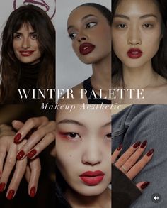 Winter Pallete Makeup, Winter Color Makeup, True Winter Aesthetic, Winter Palette Makeup, Deep Winter Makeup Palette, Deep Winter Color Palette Makeup, Dark Winter Makeup Looks, Deep Winter Aesthetic, Deep Winter Makeup Looks