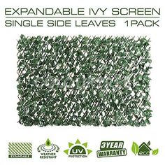 an image of a green screen with the text expandable ivy screen single side leaves 1 pack