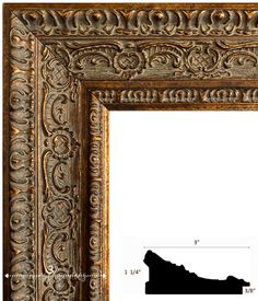 Parisienne French Ornate Embossed Wood Picture Frame Antique Gold Patina Finish - West Frames Wall Picture Frame, Ornate Picture Frames, Gold Frame Wall, Mirrored Picture Frames, Picture Frame Sizes, Picture Frame Molding, Ornate Mirror, Black Picture Frames, Wood Picture Frame