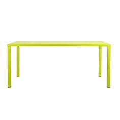 a bright yellow table against a white background