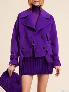 OrcaJump - Contemporary Urban Jacket with Relaxed Lapel Collar Chic Purple Outerwear With Lapel Collar, Casual Purple Collared Outerwear, Spring Purple Collared Outerwear, Chic Purple Outerwear With Pockets, Luxury Long Sleeve Purple Outerwear, Collar Clothes, Urban Jacket, Autumn Style, Lapel Collar