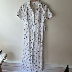 Linen Maxi Dress From Reformation. Runs Small! Fitted White Dress With Cherry Print, White Summer Dress With Cherry Print, Red Floral Print Button-up Dress, Cherry Dress, Linen Maxi Dress, Red And White, Colorful Dresses, Maxi Dress, Womens Dresses