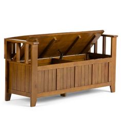 a wooden bench with an open top