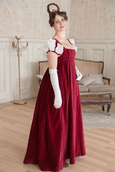 Elegant Victorian Cotton Dress For Formal Occasions, Regency Wedding Dress, 1810 Fashion, Bridgerton Ball, Regency Ball, Victorian Cosplay, Historical Costuming