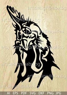 a wooden cutting board with an image of a demon