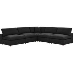 a black sectional couch on a white background