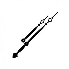 a black and white drawing of a long handled scissor on a white background