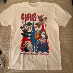 Chris Isaak”Everybody Knows It’s Christmas” Concert Shirt Two Size Larges Available, Never Worn White Cotton Christmas Shirt, Chris Isaak, Christmas Concert, Concert Shirts, Christmas Shirt, Shirt Color, Christmas Shirts, Red White, Colorful Shirts