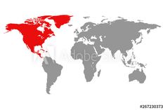 the world map in red and gray