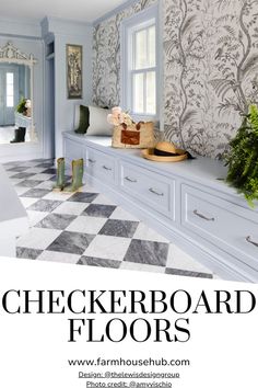 Checkerboard Floor Ideas Checkered Floor Kitchen, Checkered Floor, Mudroom Design, Black And White Tiles, Boot Room, White Floors, Laundry Rooms