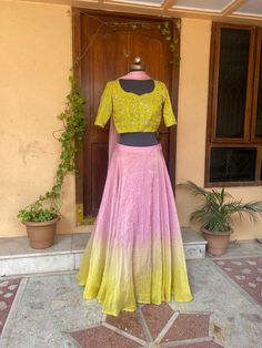 lehenga set  |womens lehenga choli |yellow red crop top lehenga set |designer haldi lehenga dupatta | wedding lehenga choli | lehenga usa Women's lehenga set /chiniya choli /teens embroidery lehenga skirt with dupatta /2D lehenga/ green pink lehenga /yellow lehenga       lehengas are one of the beautiful and versatile traditional attires of india !! we carry such pieces in budget with great quality that can be styled in multiple ways with different outfits !!       Here is Beautiful embroidery pure tissue crop top in mehendi green color with pearl beads embroidery paired with tissue silk buti heavy gear skirt in ombré dye  lehenga as shown!! Skirt has heavy gear and both pieces can be mix and matched with different outfits !! Ready to ship All over the world !! dupatta can be purchased sep Dye Lehenga, Tissue Lehenga, Lehenga Yellow, Lehenga Green, Top Lehenga, Heavy Gear, Embroidery Lehenga, Crop Tops For Kids, Crop Top Lehenga