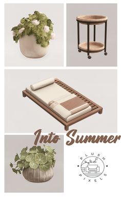 four different types of furniture with the words into summer