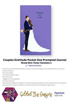 a wedding card with an image of a bride and groom in front of a purple background