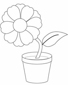 a flower in a pot coloring page